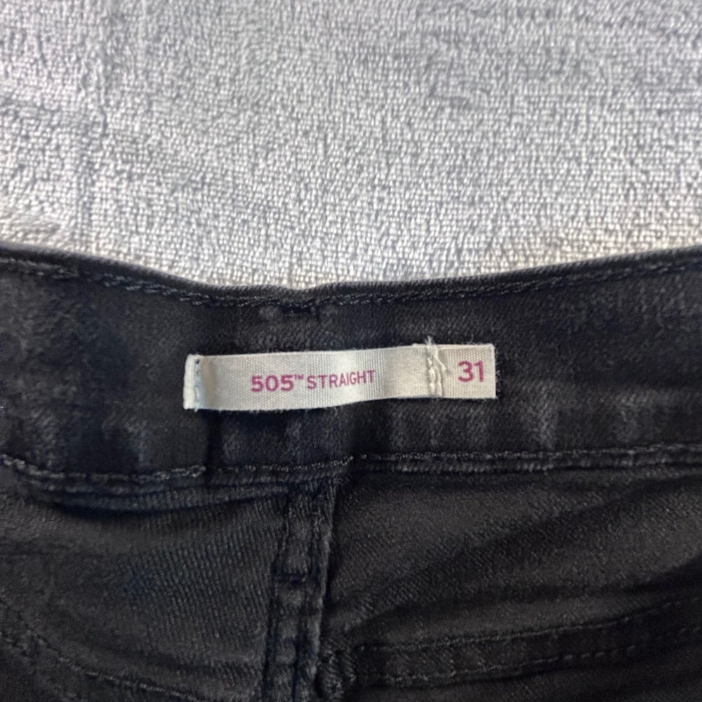 Levi's 505 Straight Jeans Black Denim W31 L34 Classic Fit - Picture 7 of 10